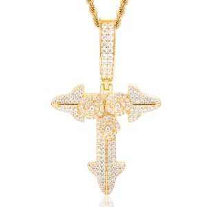 Rose Flower Cross Pendant