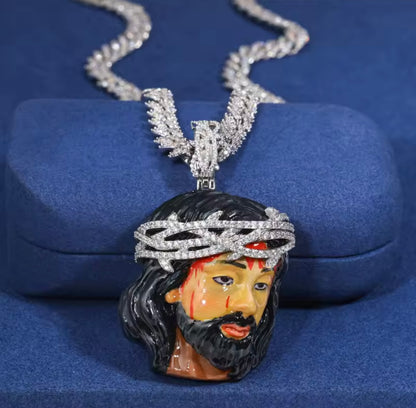 Enamel Jesus Head Pendant