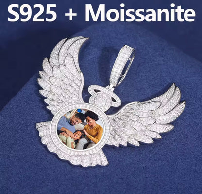 Custom Angel Wing Memorial Picture Pendant