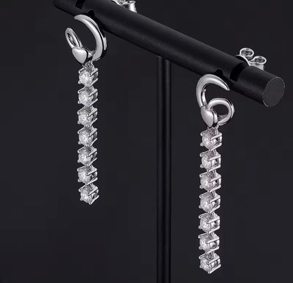 Inlaid Long Tassel Earrings