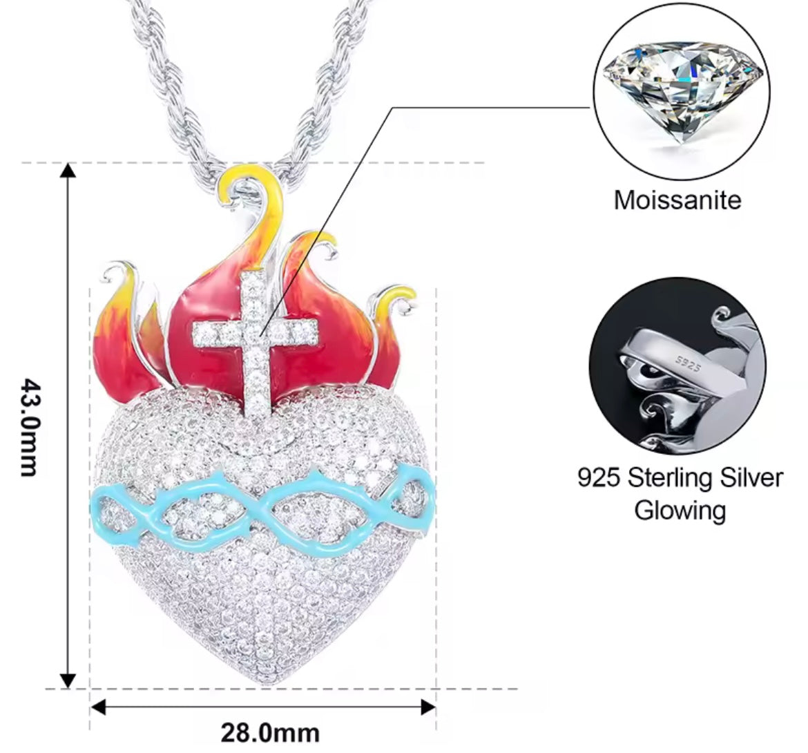 Glowing Heart CrossFire Pendant