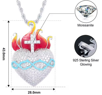 Glowing Heart CrossFire Pendant