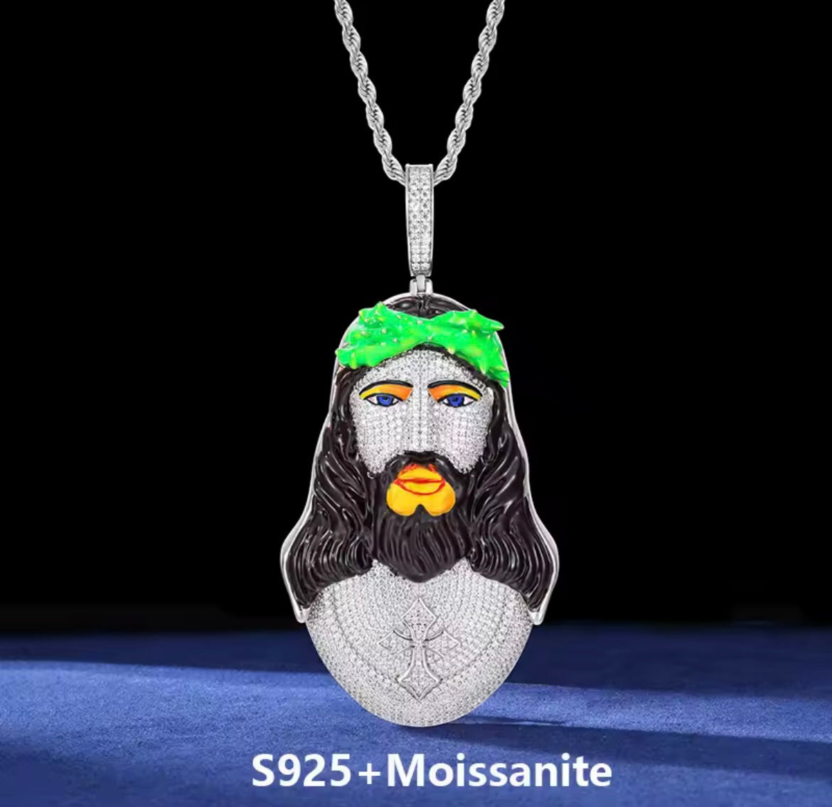 Enameled Jesus Head Pendant