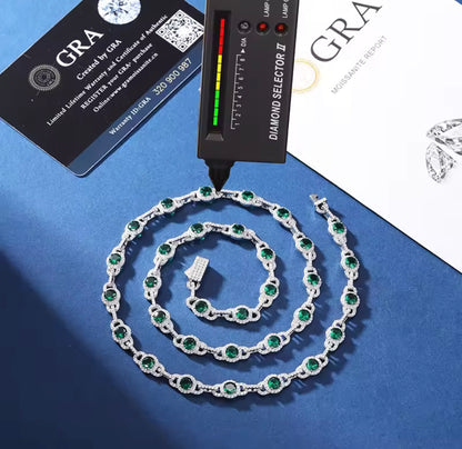 7MM Link Green Round CZ Chain/Bracelet