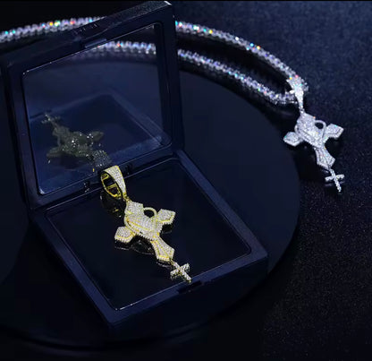 Iced Out Praying Hands Cross Pendant