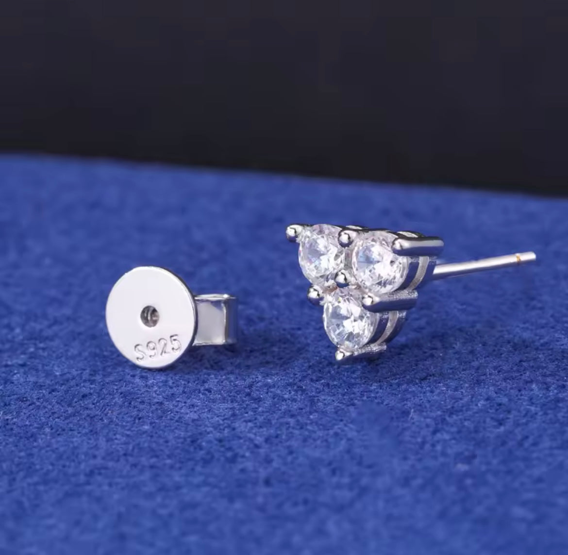 Silver Triangle Stud Earrings