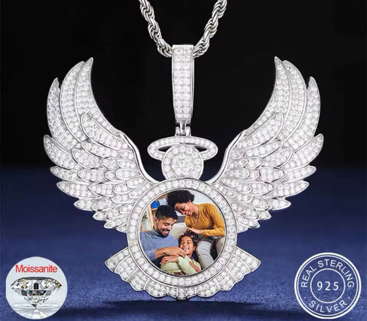 Custom Angel Wing Memorial Picture Pendant