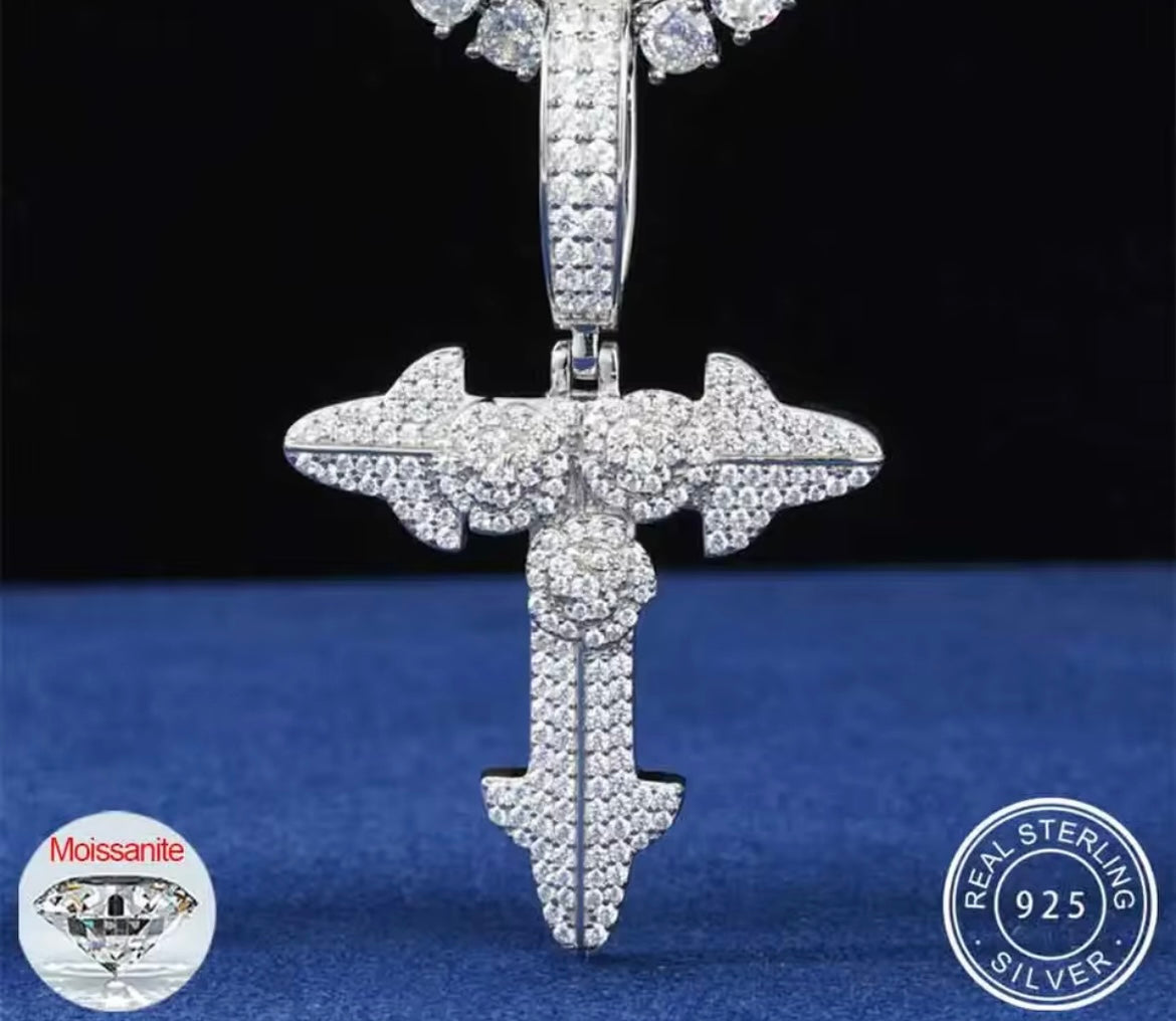 Rose Flower Cross Pendant