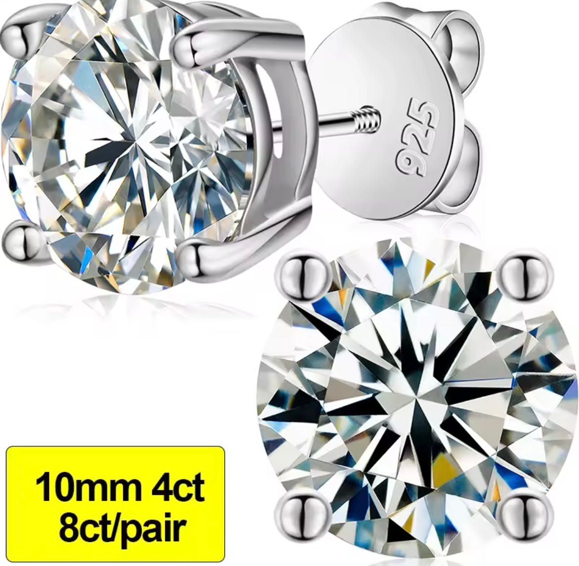 0.3-3CT Silver Stud Earrings