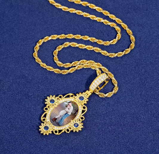 Custom Flower Photo Pendant