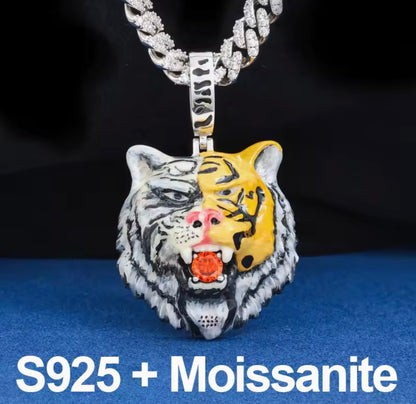 Enamel Tiger Head Pendant