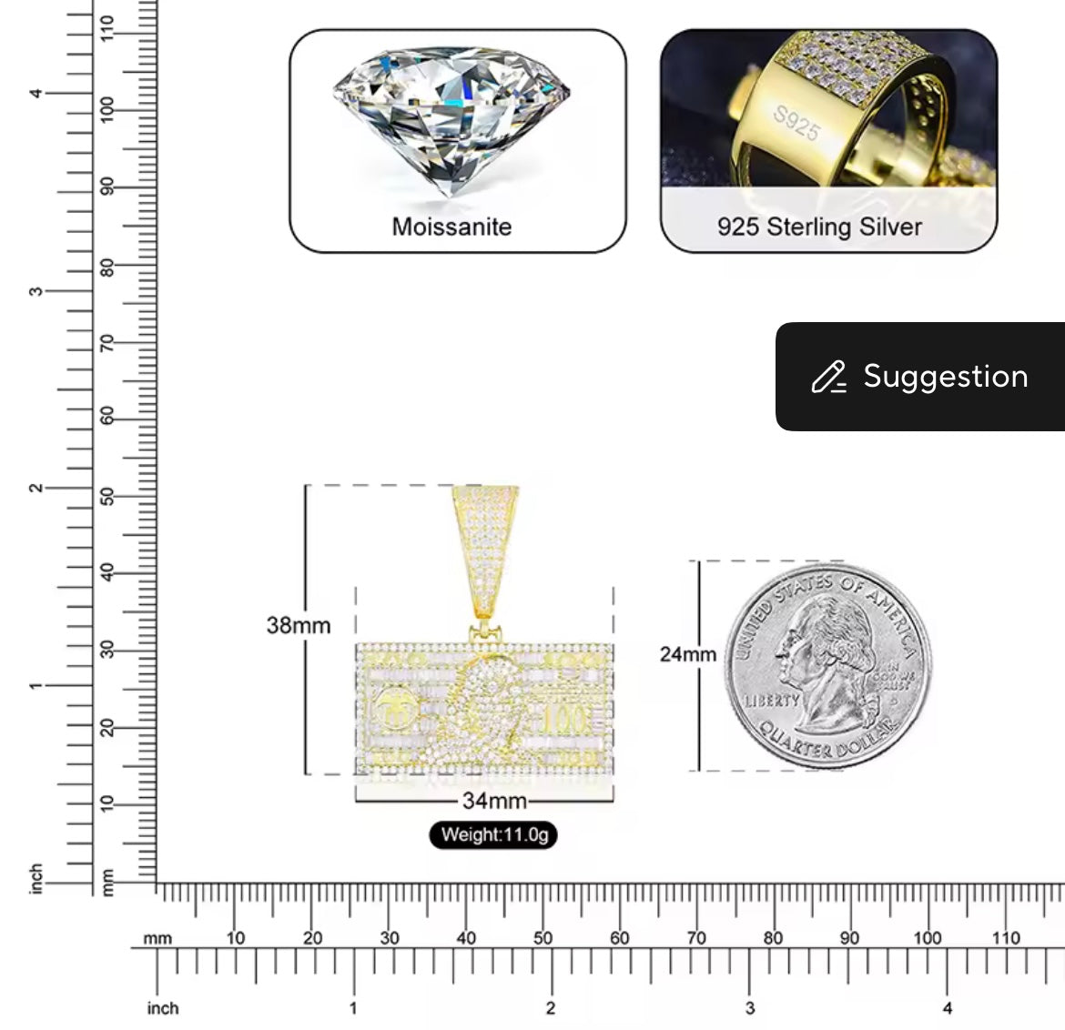 Rectangle Dollar Bill Pendant