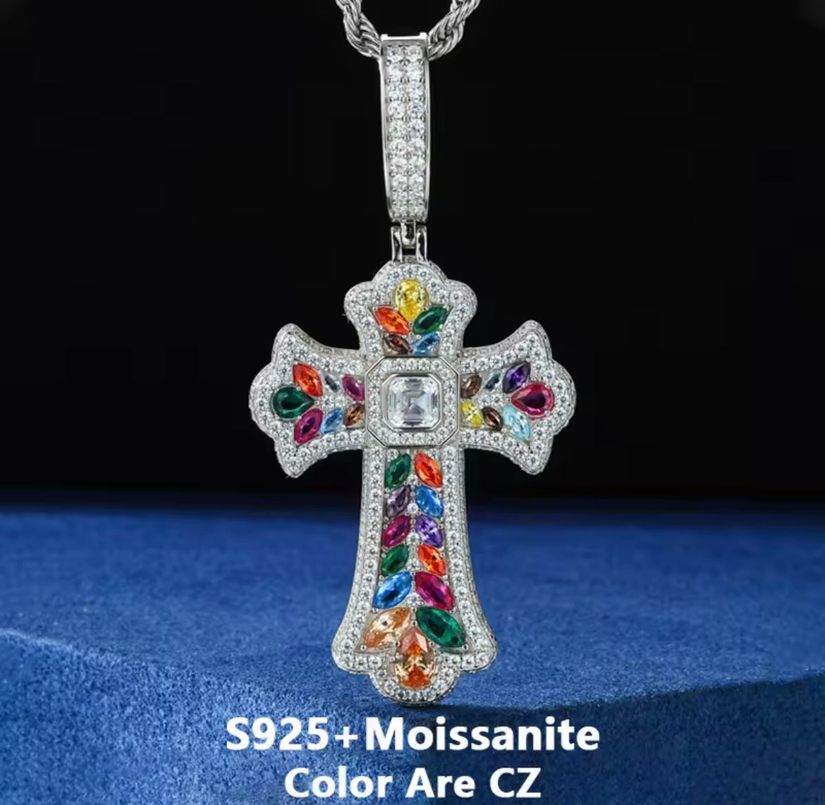 Rainbow Prismatic Cross Pendant