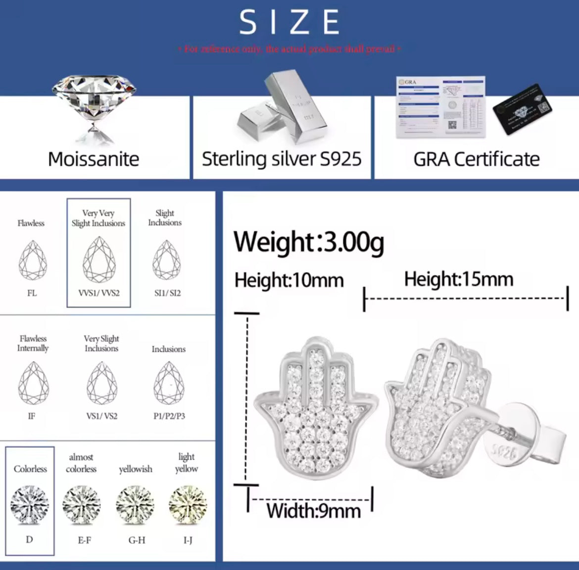 Fatima Hamsa Hands Stud Earrings