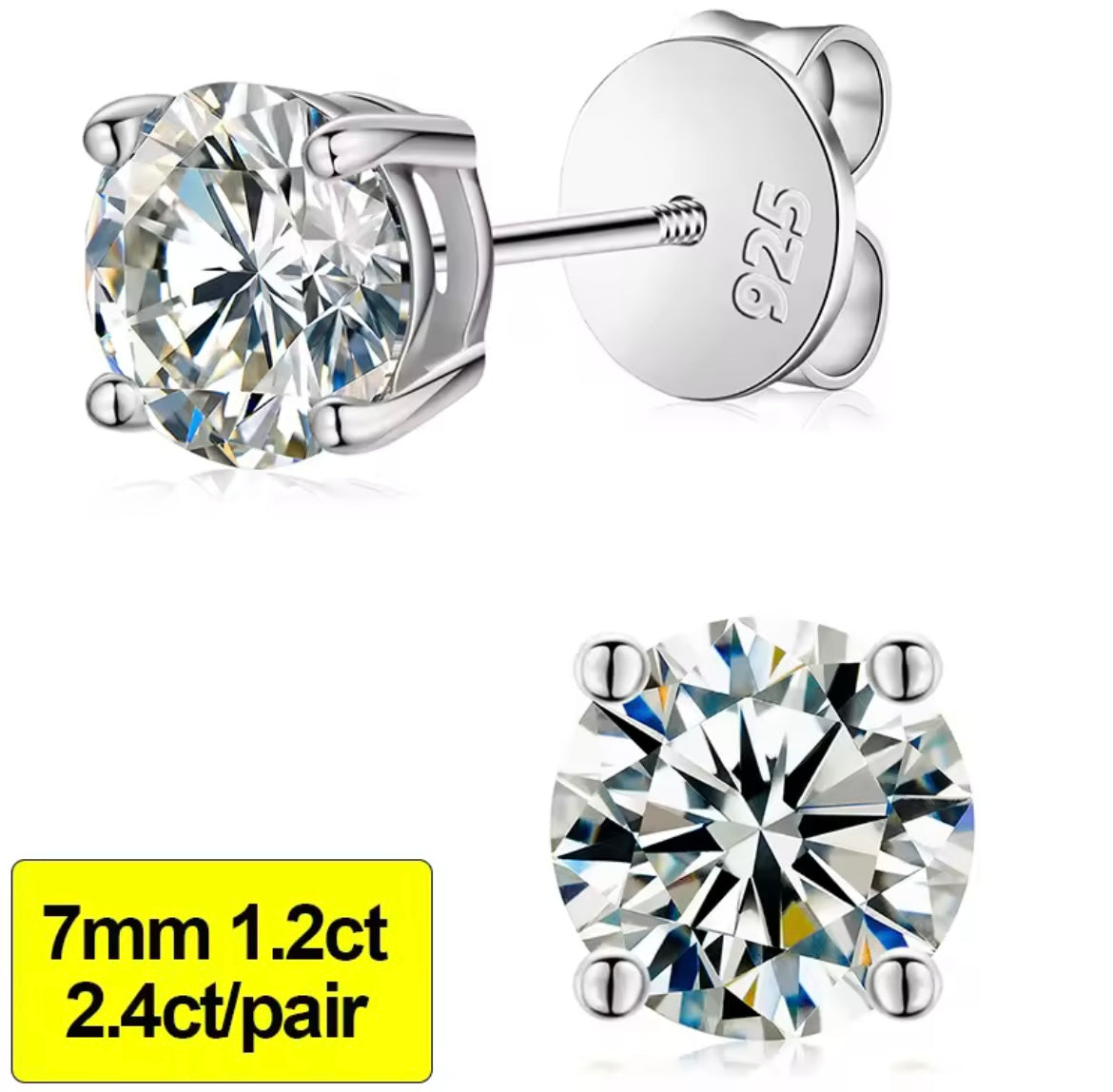 0.3-3CT Silver Stud Earrings