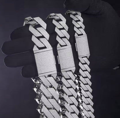 16/20/27MM Silver Cuban Chain/Bracelet