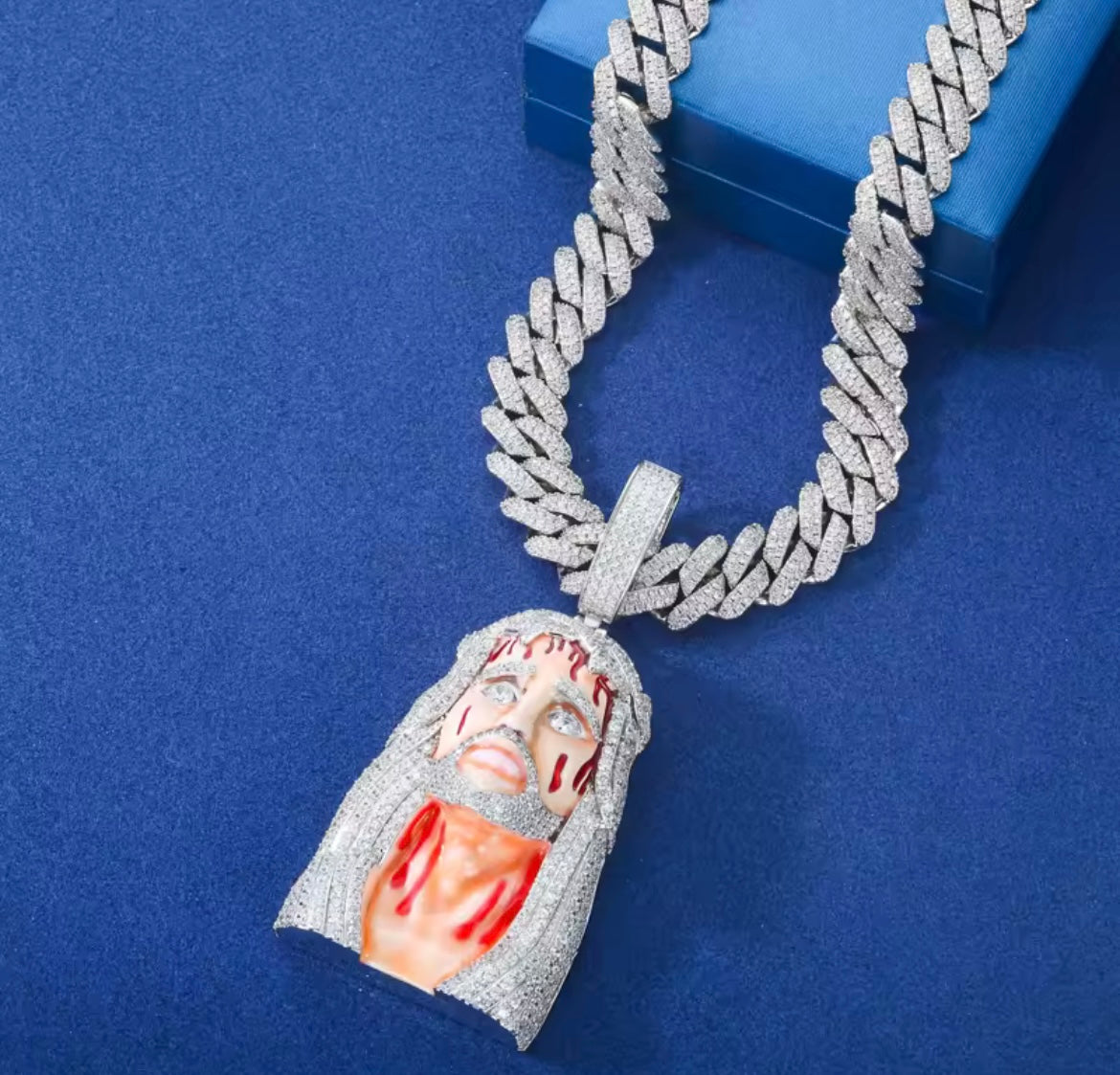 Lifelike Enamel Jesus Head Pendant