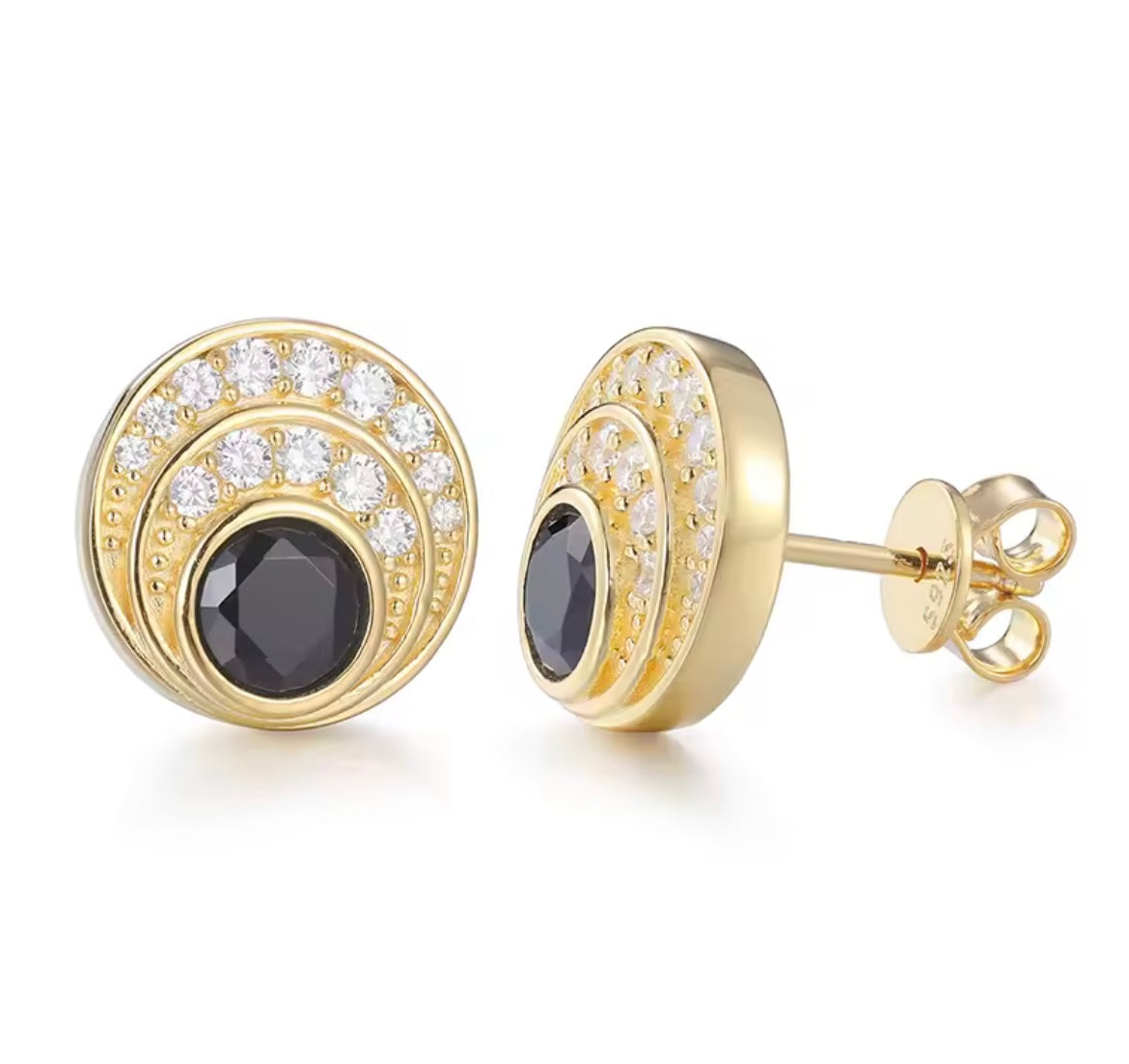Black Moon Stud Earrings