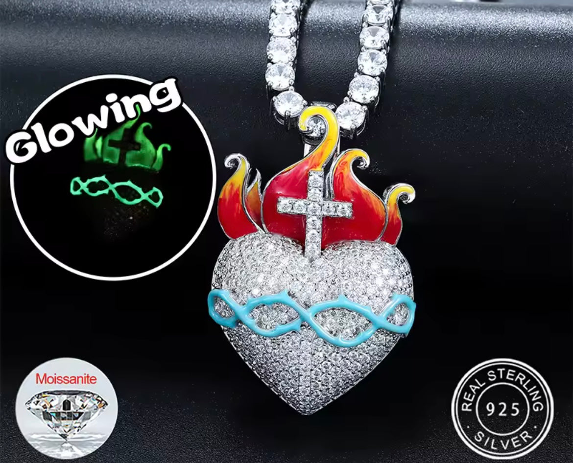 Glowing Heart CrossFire Pendant