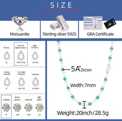 7MM Link Green Round CZ Chain/Bracelet