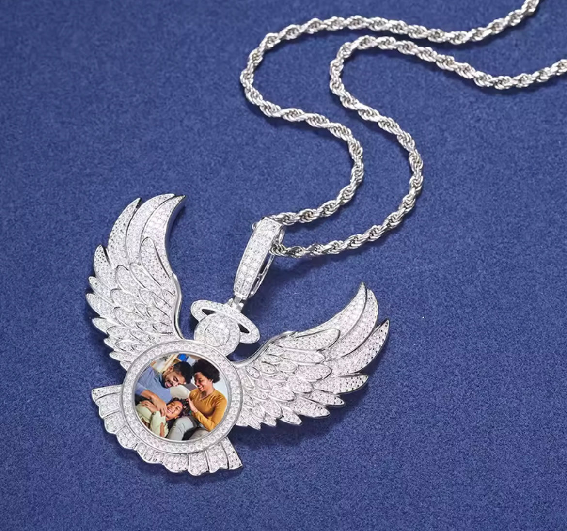Custom Angel Wing Memorial Picture Pendant