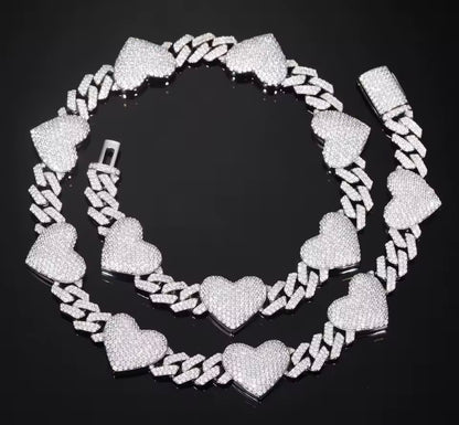 Heart Cuban Chain/Bracelet