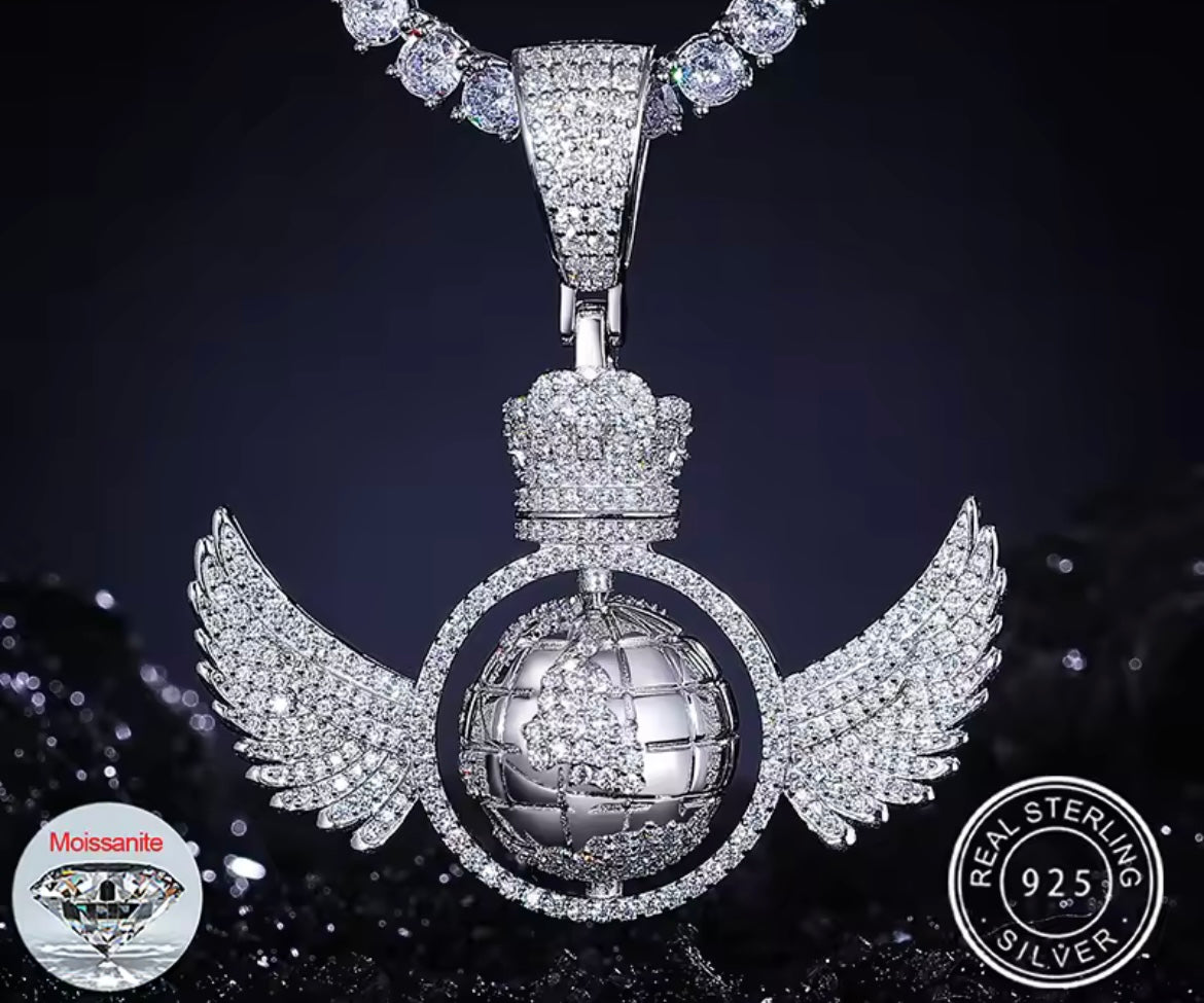 Rotating Global Wing Pendant