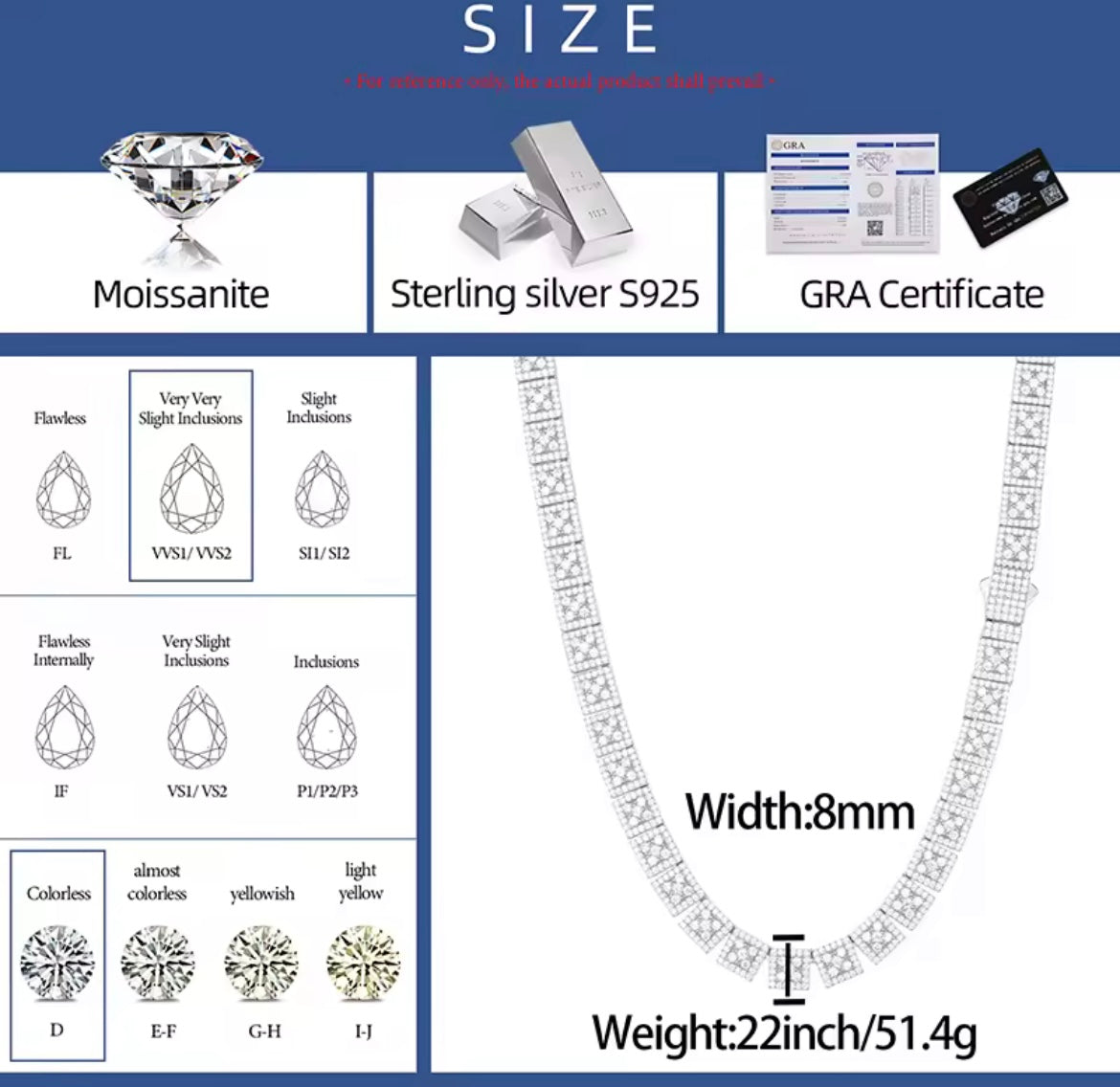 8MM Square Link Chain/Bracelet
