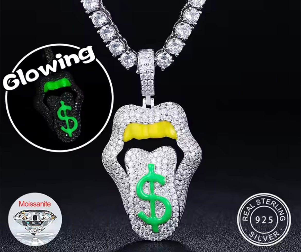 Sexy Mouth Lip Dripping Money Dollar Pendant