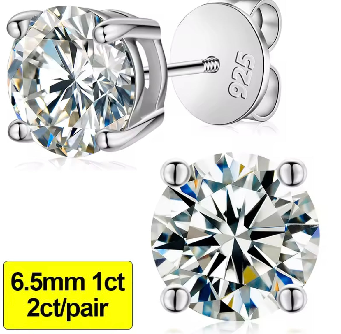 0.3-3CT Silver Stud Earrings