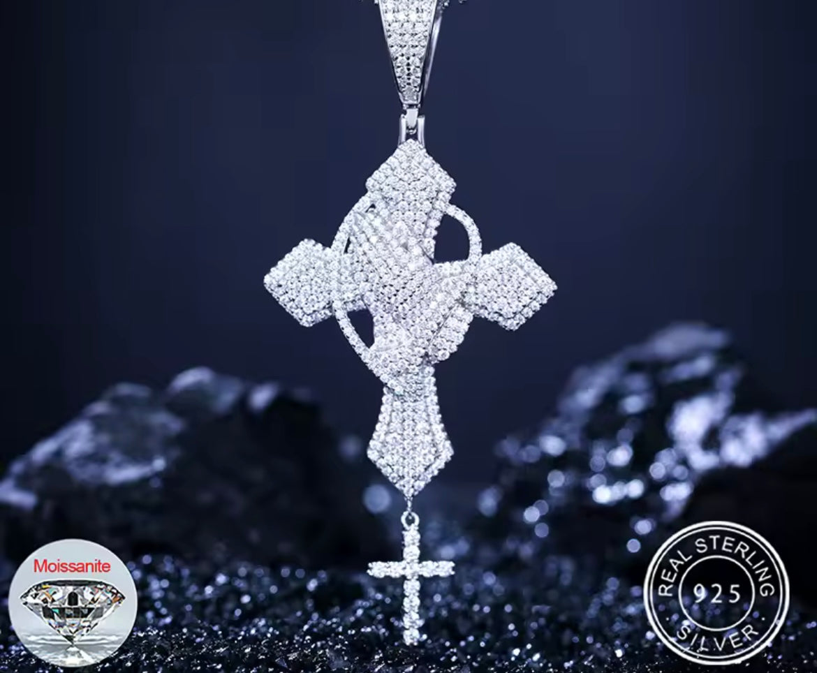 Iced Out Praying Hands Cross Pendant