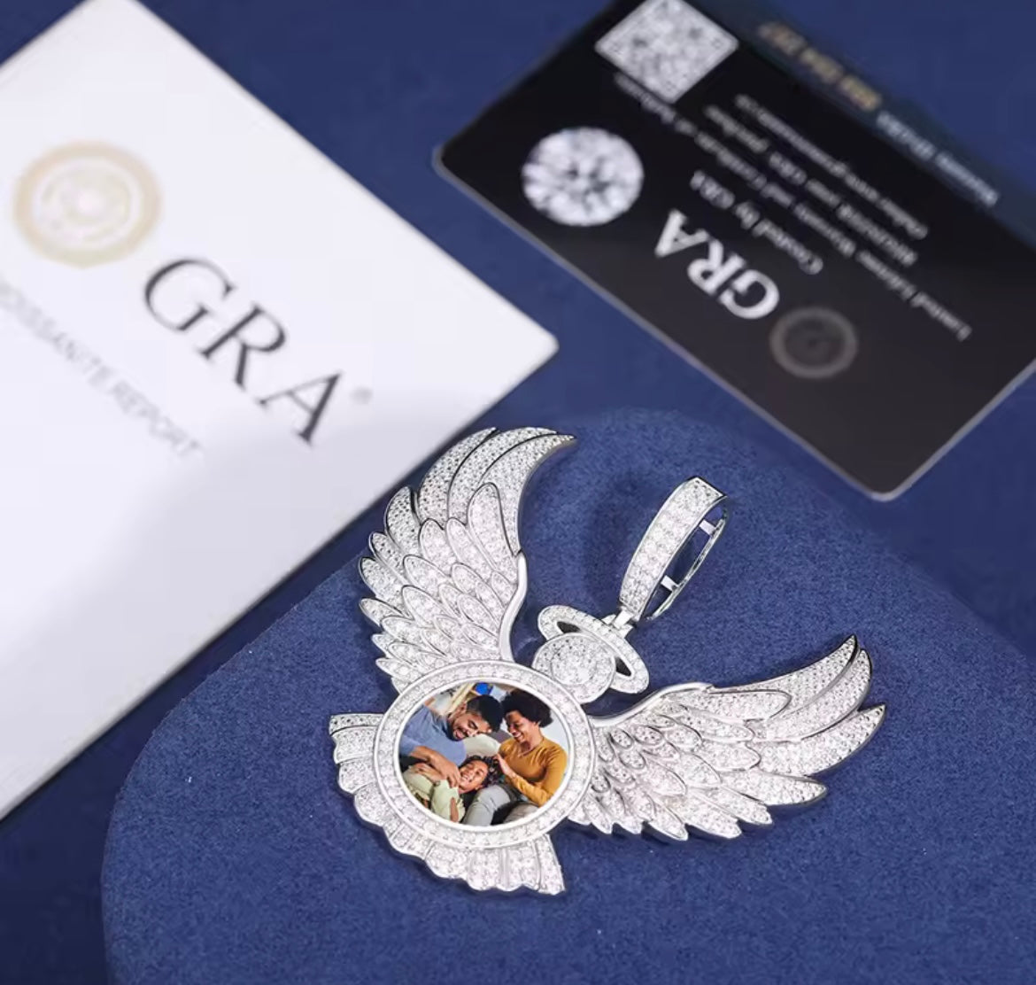 Custom Angel Wing Memorial Picture Pendant