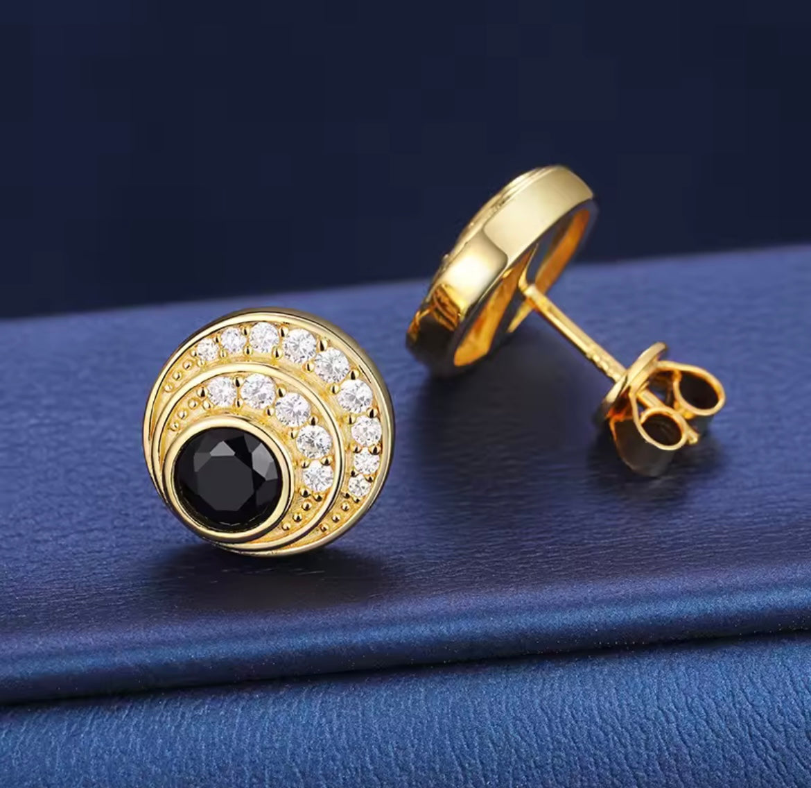 Black Moon Stud Earrings