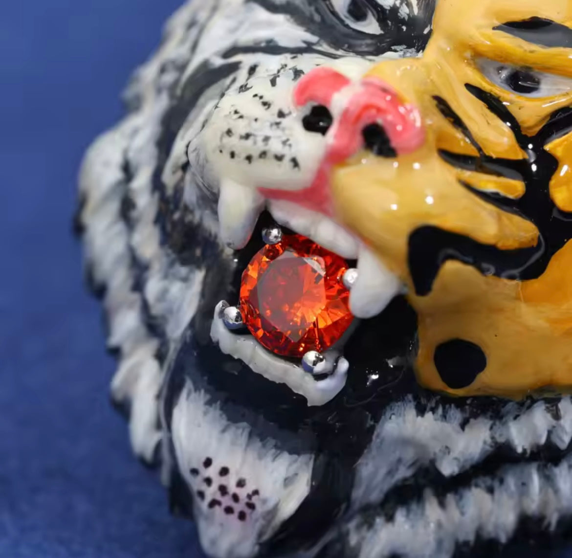 Enamel Tiger Head Pendant