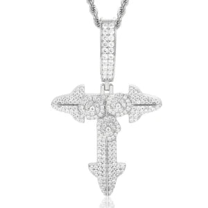 Rose Flower Cross Pendant