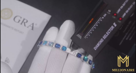 Blue Square Tennis Bracelet