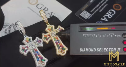 Rainbow Prismatic Cross Pendant